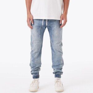 Zanerobe Sureshot Denim Jogger Blue Drawstring Slim Fit Low Rise Size Mens 32x30